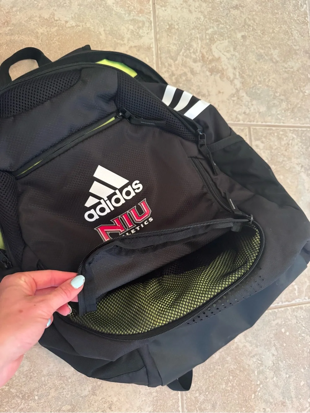 adidas Black Backpack with Green Accents NIU Athletics